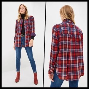 $128 Free People Embroidered Top Boyfriend Fit XS